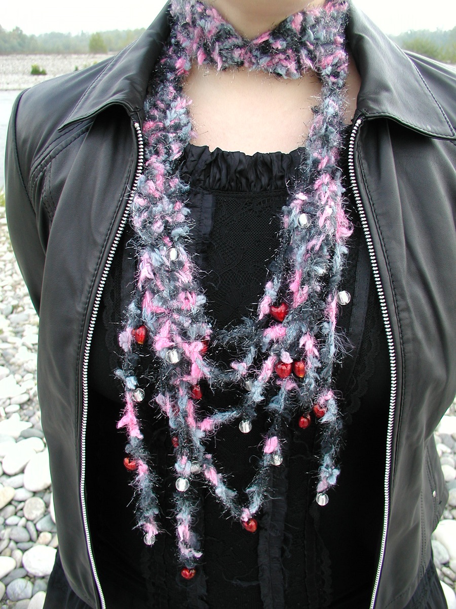 SilverPink Belt & Necklace with Murano Glass Beads – RosArgento cintura collana con perle in vetro di Murano