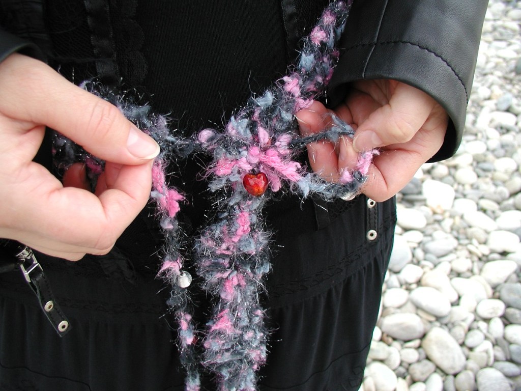 SilverPink Belt & Necklace with Murano Glass Beads – Cintura collana con perle in vetro di Murano “RosArgento”