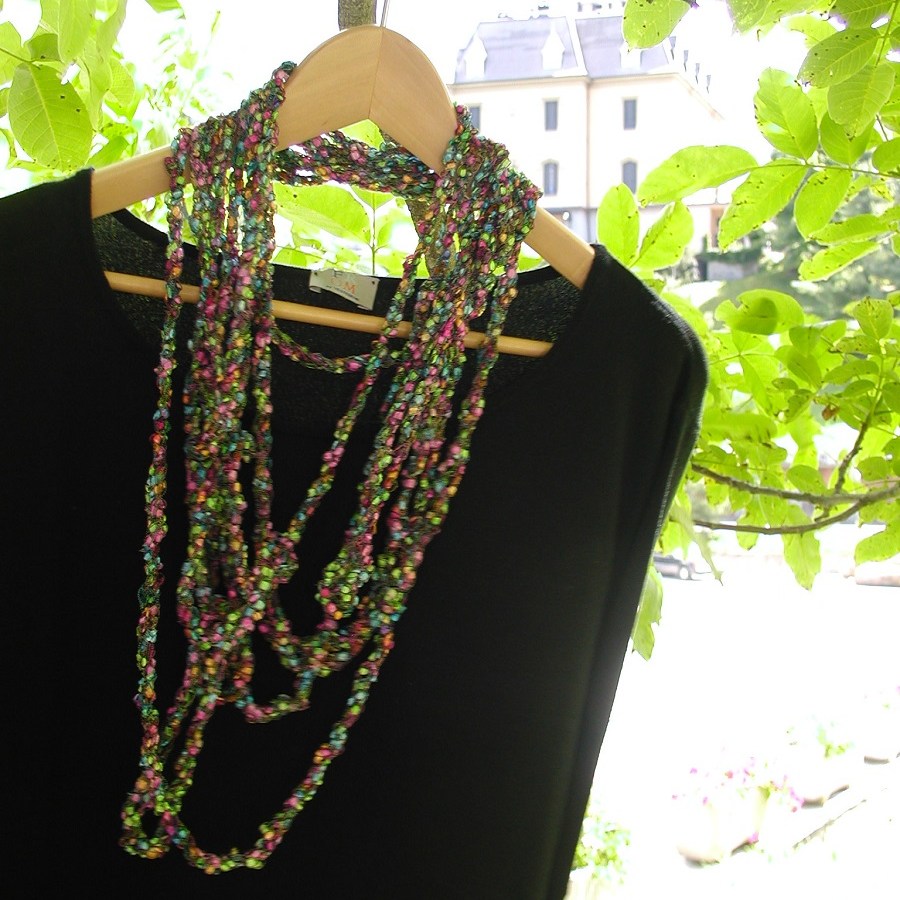 HarlequinSeaweed Fancy Necklace - Sciarpa-collana fiber art “AlgAllegra”