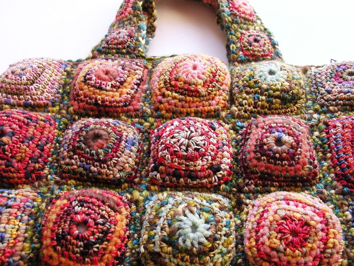 Multicolor Tote Bag in Shades of Green - Tote bag multicolor nei toni del verde