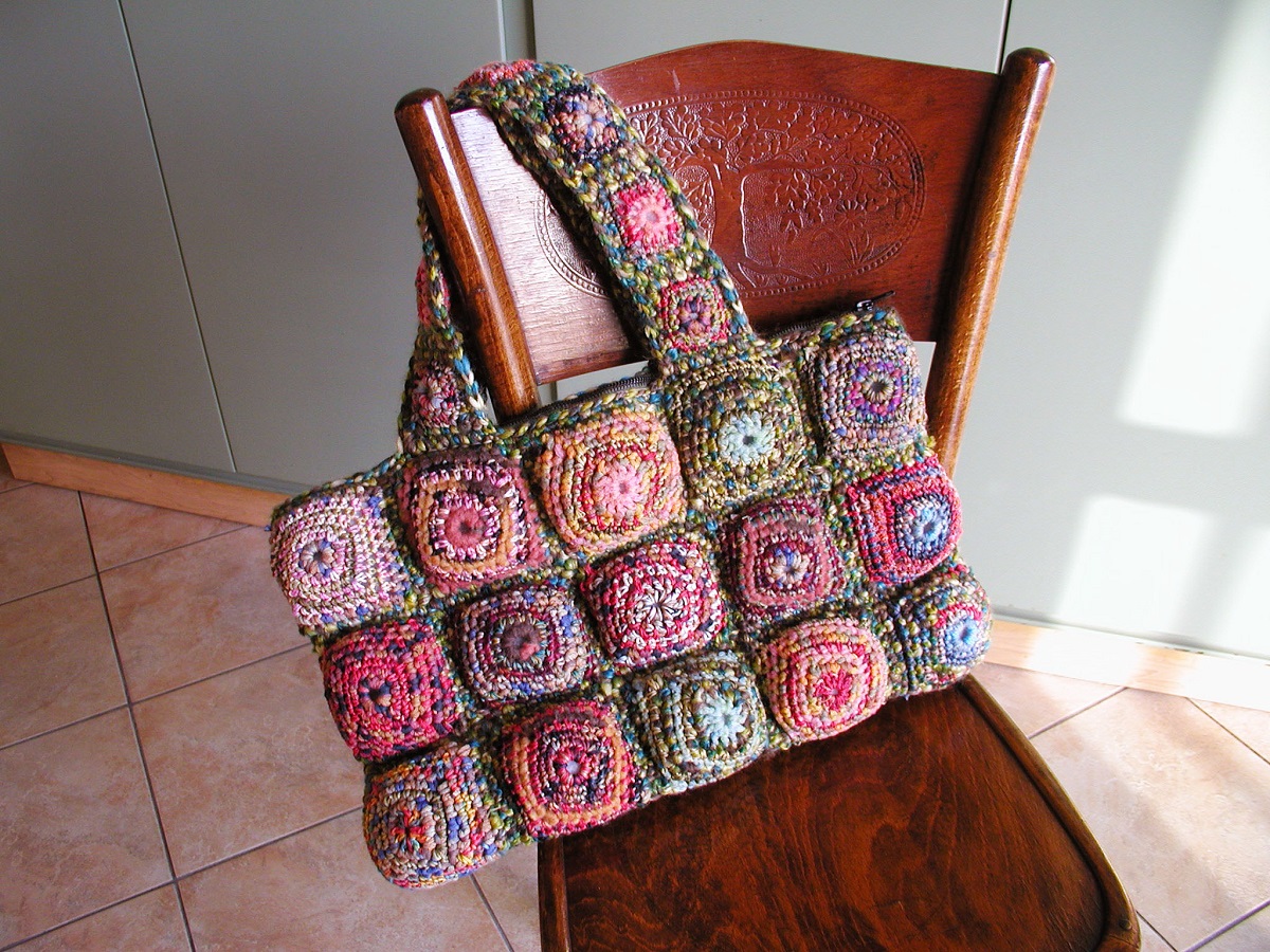 Multicolor Tote Bag in Shades of Green - Tote bag multicolor nei toni del verde