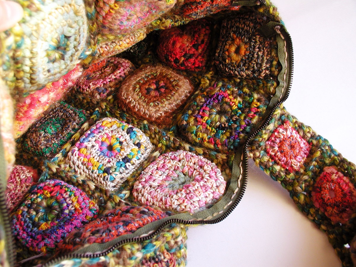 Multicolor Tote Bag in Shades of Green - Tote bag multicolor nei toni del verde