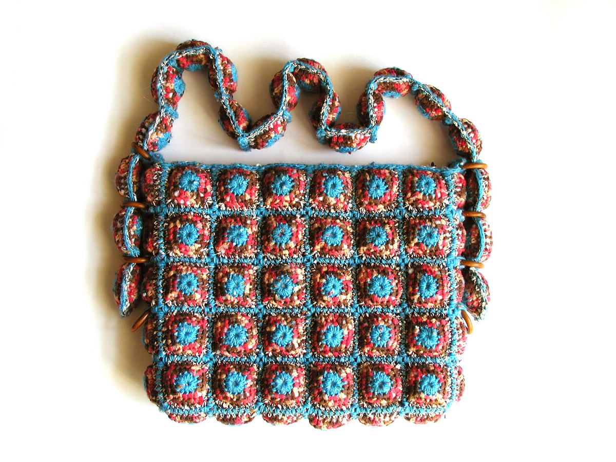 Yvonne Messenger Bag Red, Turquoise and Chocolate - Borsa messenger “Yvonne” turchese, rosso e cioccolato