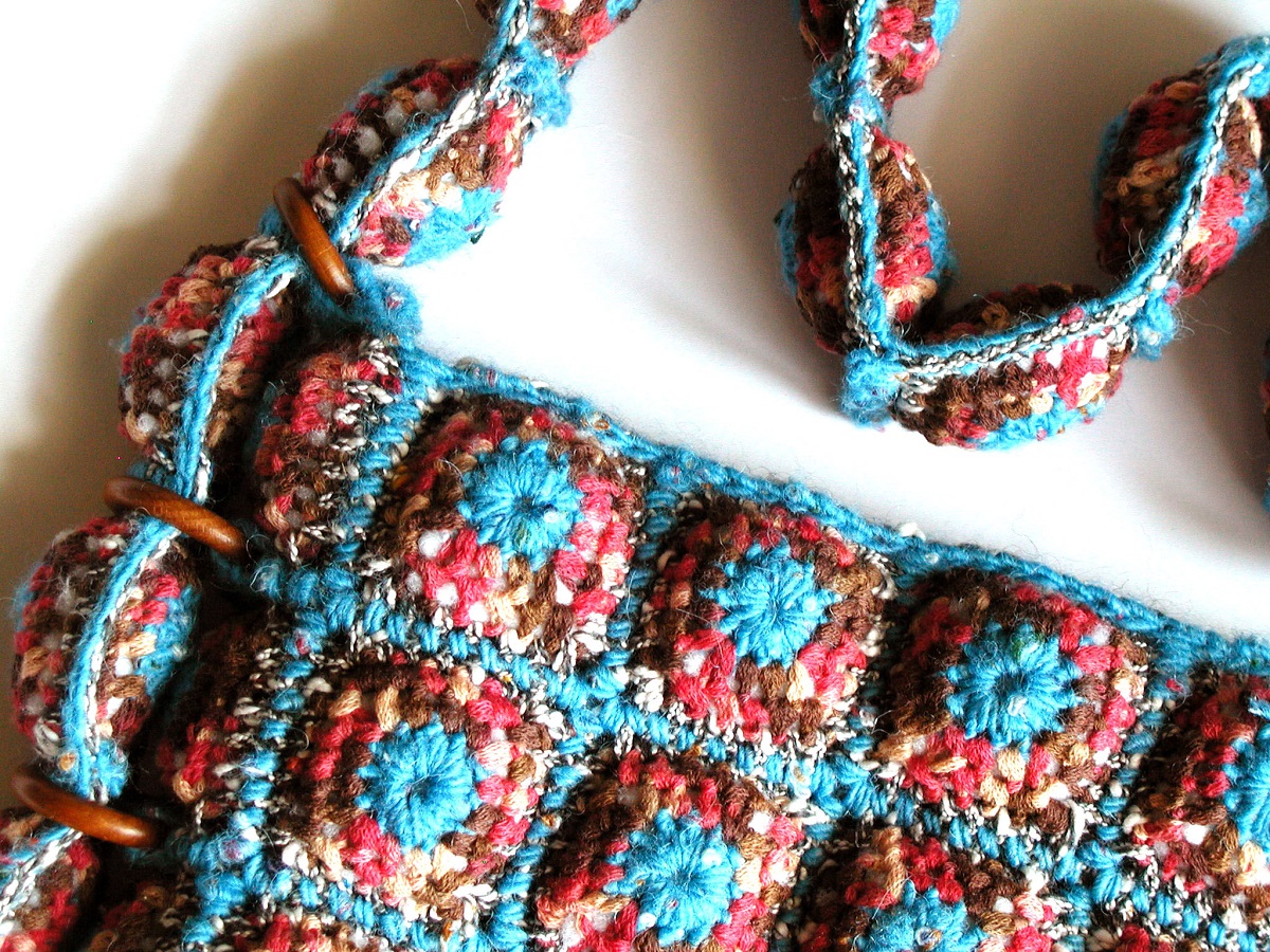 Yvonne Messenger Bag Red, Turquoise and Chocolate - Borsa messenger “Yvonne” turchese, rosso e cioccolato