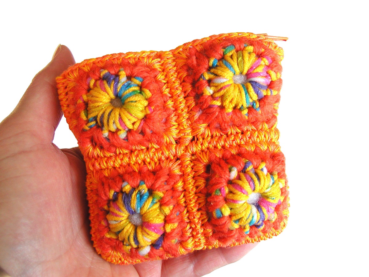 Coin Pouch Neon Orange and Yellow - Portamonete fluo arancione e giallo