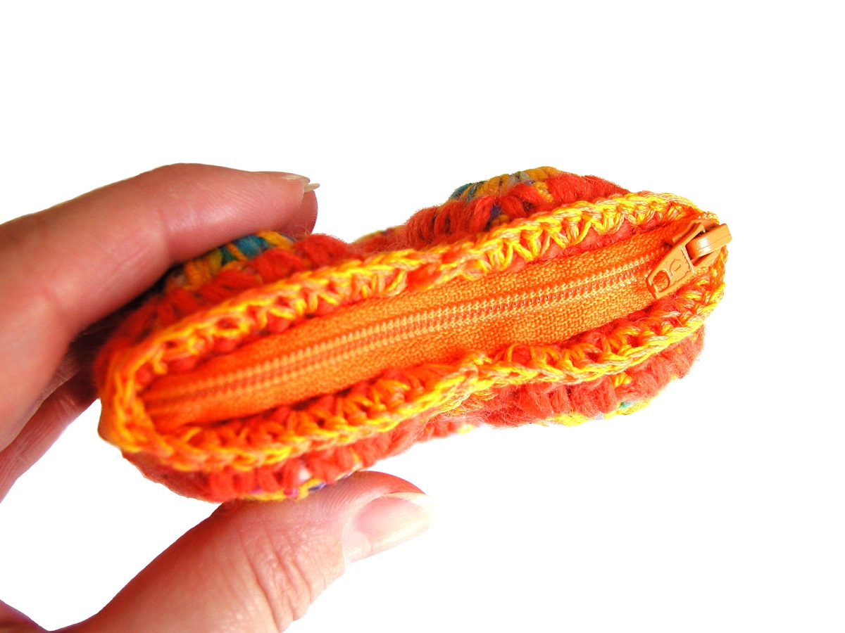 Coin Pouch Neon Orange and Yellow - Portamonete fluo arancione e giallo