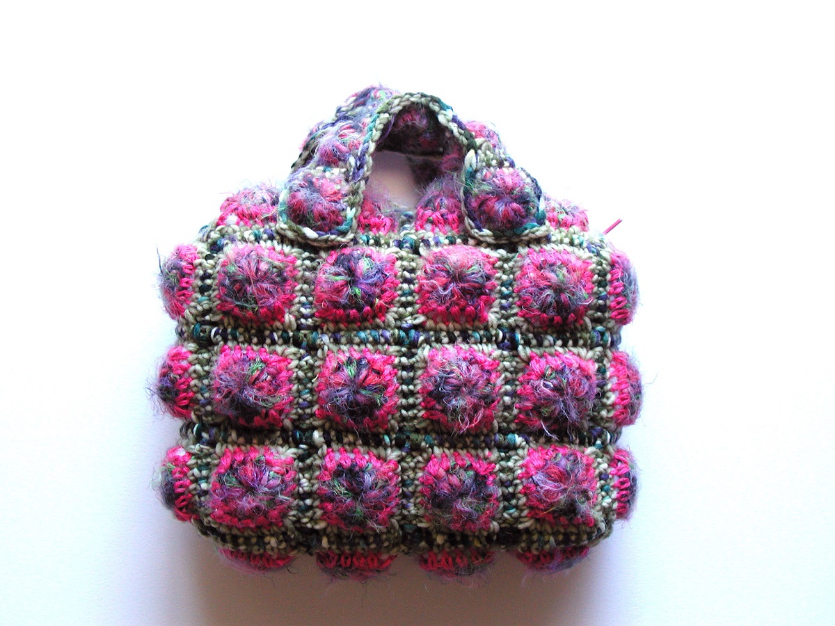 Deborah Mini Bag in Fuchsia, Blue and Lichen Green - Deborah mini borsa in fucsia, blu e verde lichene