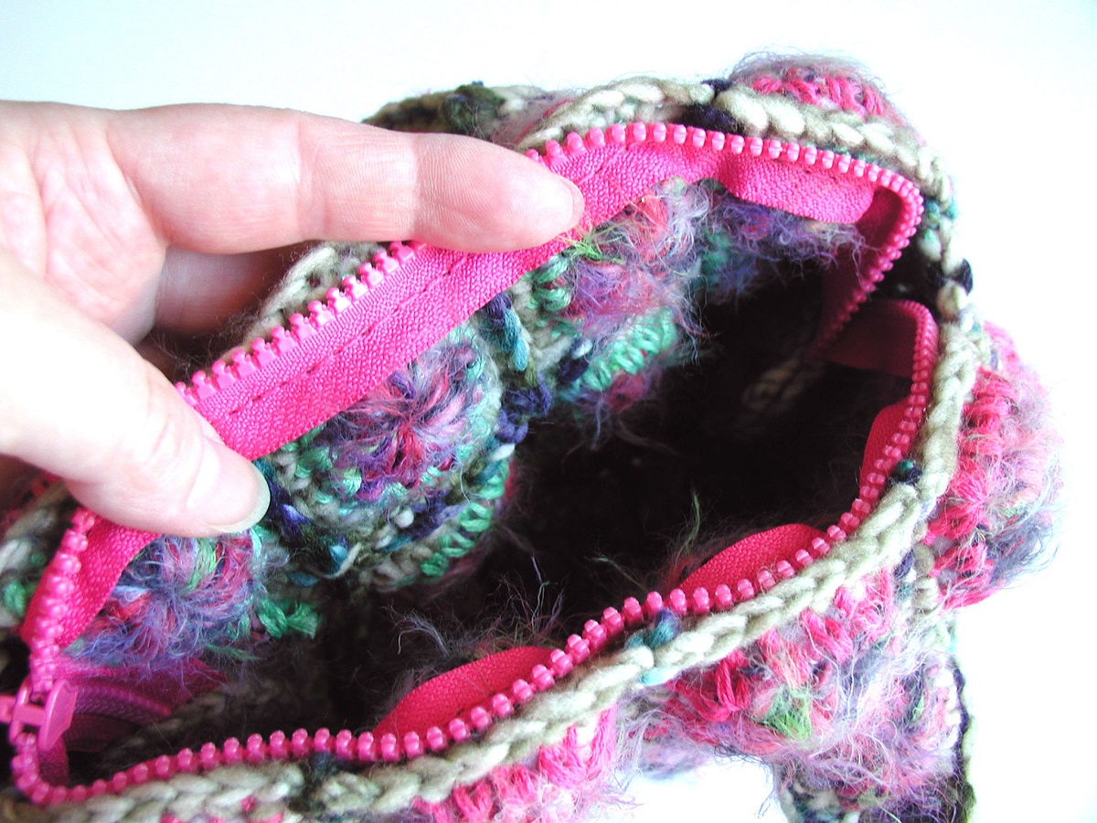 Deborah Mini Bag in Fuchsia, Blue and Lichen Green - Deborah mini borsa in fucsia, blu e verde lichene