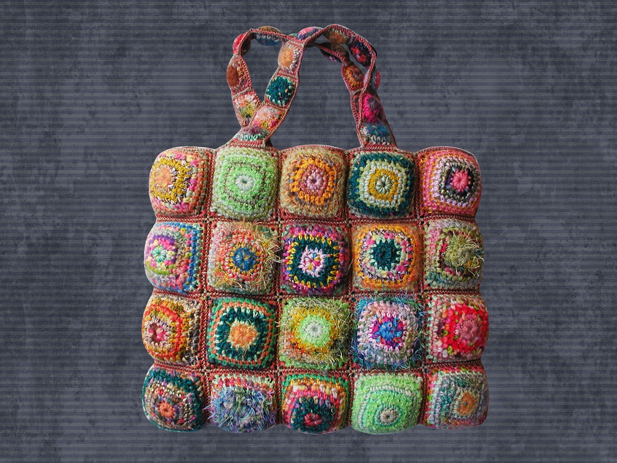 Annette Tote Bag, Multicolor in Green - Tote bag “Annette” multicolor in verde