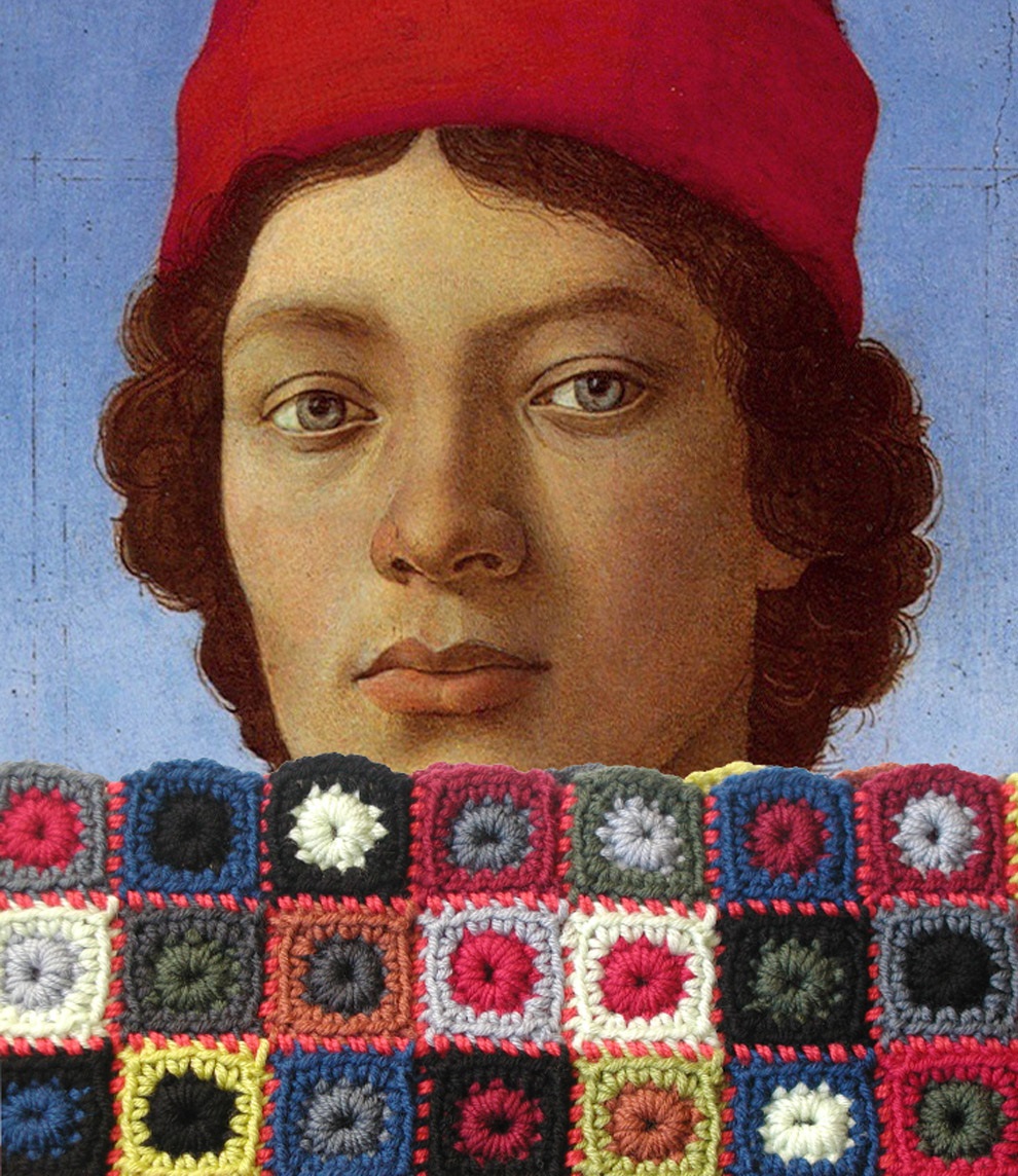 Portrait of a Young Man with Red Hat Unisex Neckwarmer – Ritratto di Giovane Uomo con Cappello Rosso scaldacollo unisex