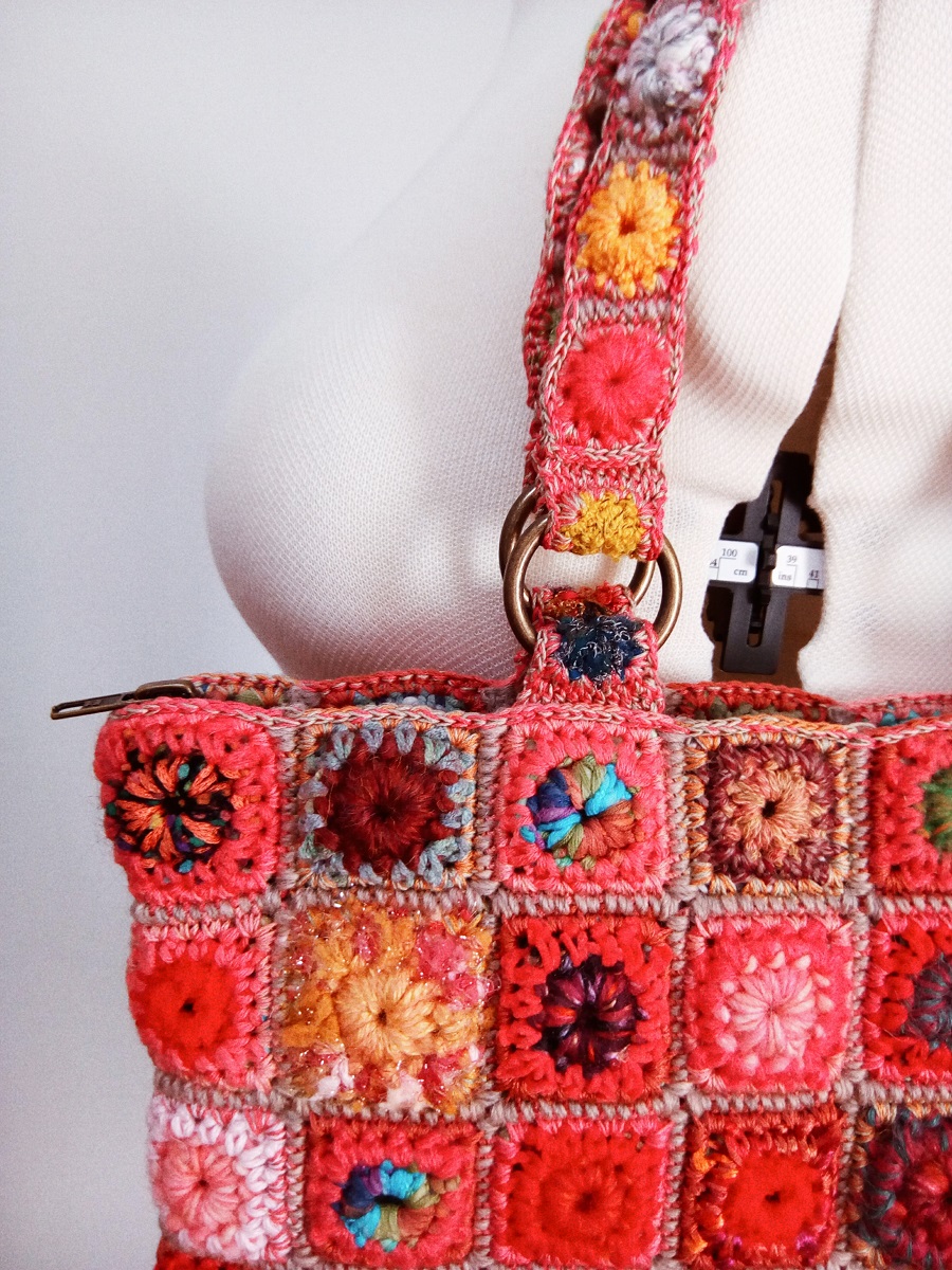 Hortensia Fiber Art Tote Bag - Borsa tote fiber art “Ortensia”