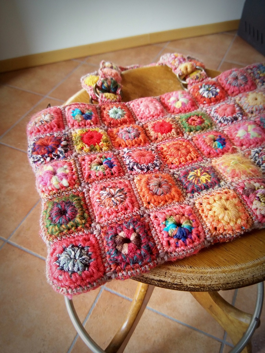 Hortensia Fiber Art Tote Bag - Borsa tote fiber art “Ortensia”