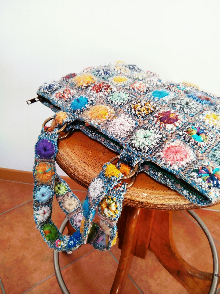 Orchid Fiber Art Tote Bag - Borsa tote fiber art “Orchidea”