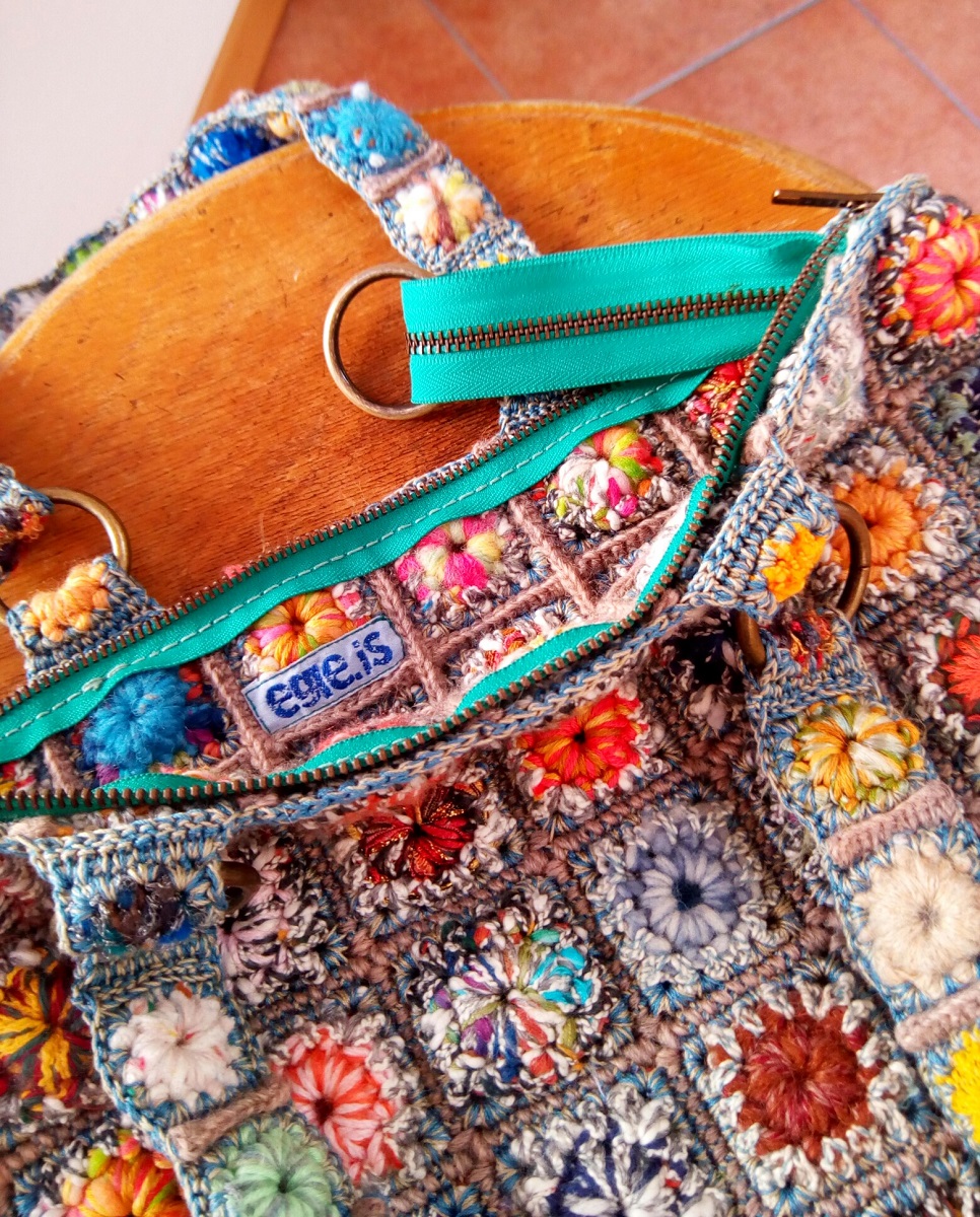 Orchid Fiber Art Tote Bag - Borsa tote fiber art “Orchidea”