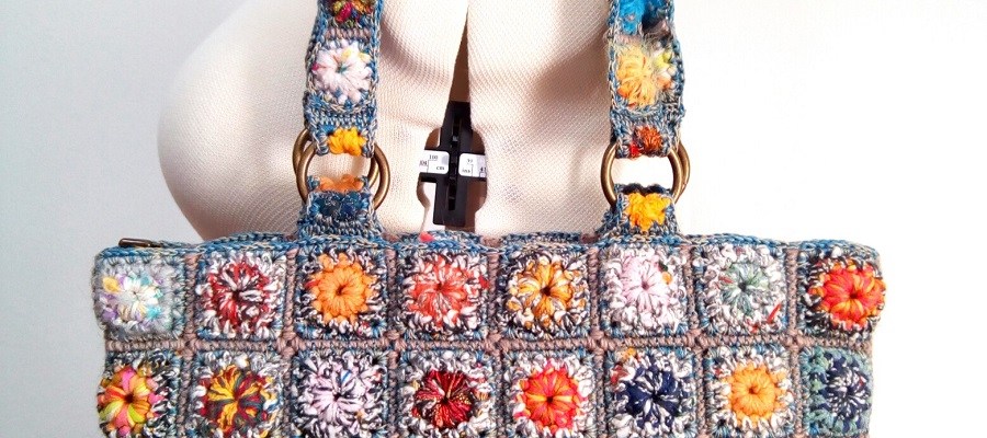 Orchid Fiber Art Tote Bag - Borsa tote fiber art “Orchidea”