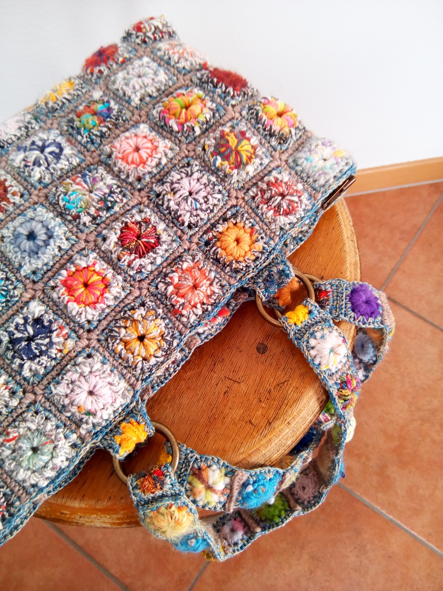 Orchid Fiber Art Tote Bag - Borsa tote fiber art “Orchidea”