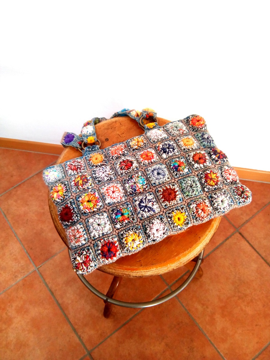 Orchid Fiber Art Tote Bag - Borsa tote fiber art “Orchidea”